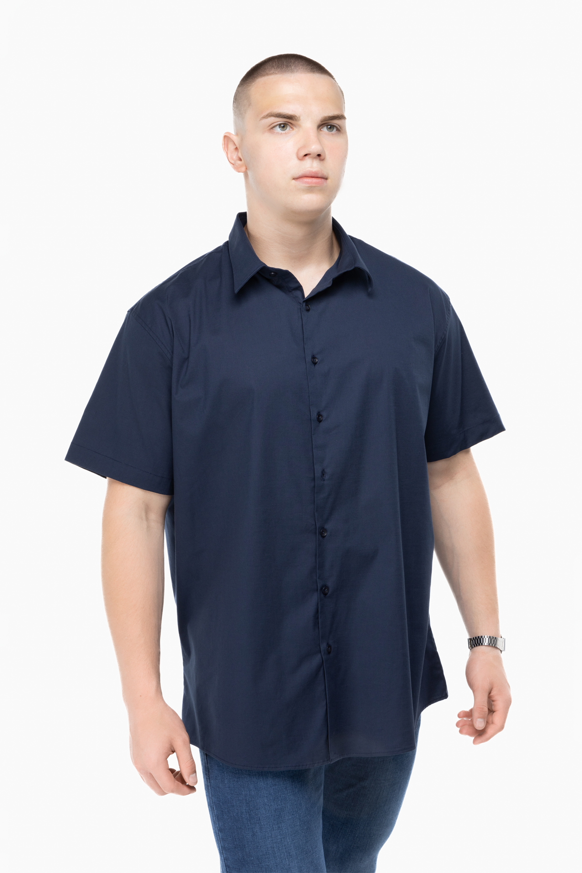 Рубашка классическая однотонная мужская Redpolo 3785 5XL Темно-синий (2000989848165)
