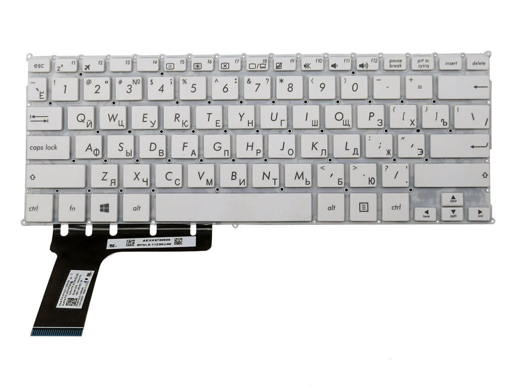 Оригинальная клавиатура для ноутбука ASUS E202 white, RU