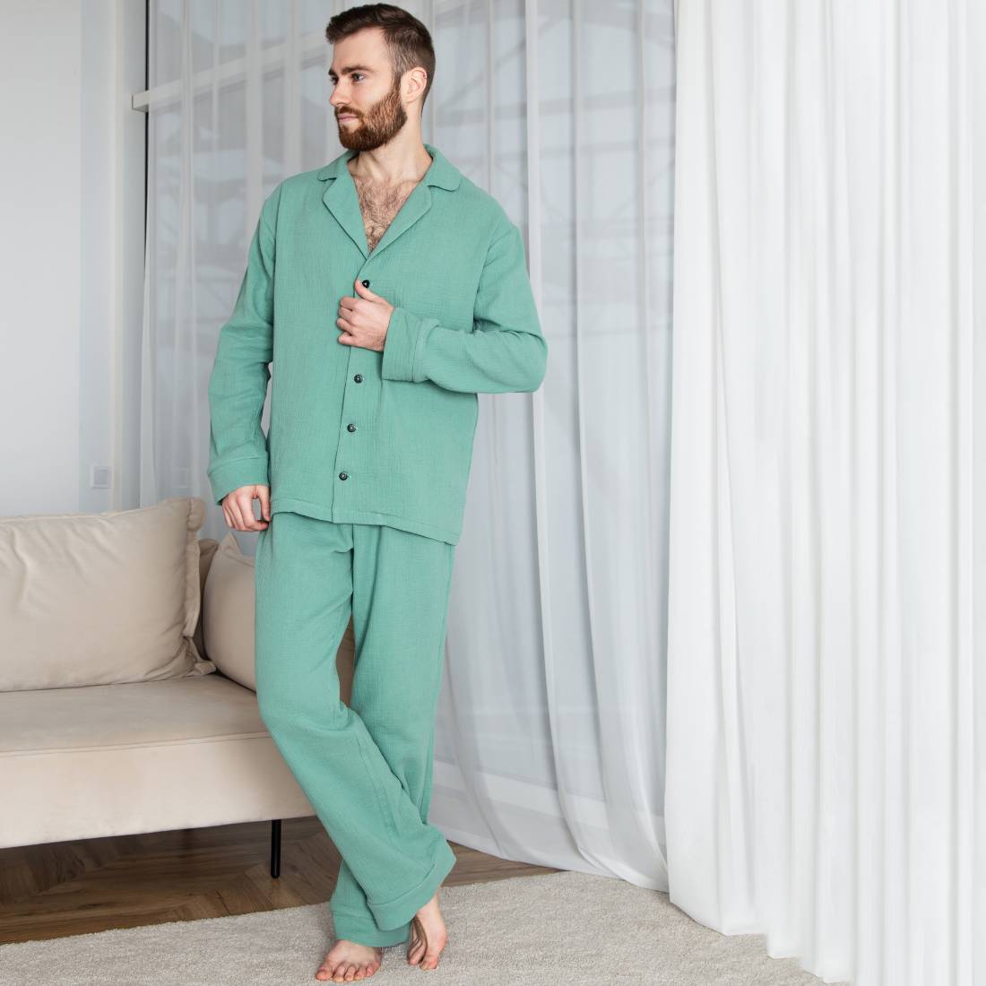 Чоловіча піжама MAN's SET XXL-XXXL Сіро-зелений (28476-1889)