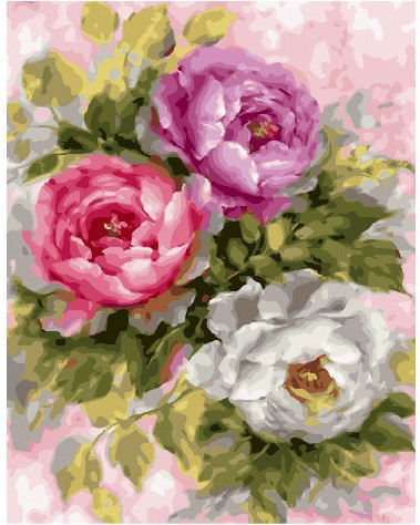 Картина за номерами BrushMe "Три піоновідні троянди" 40х50см GX25869