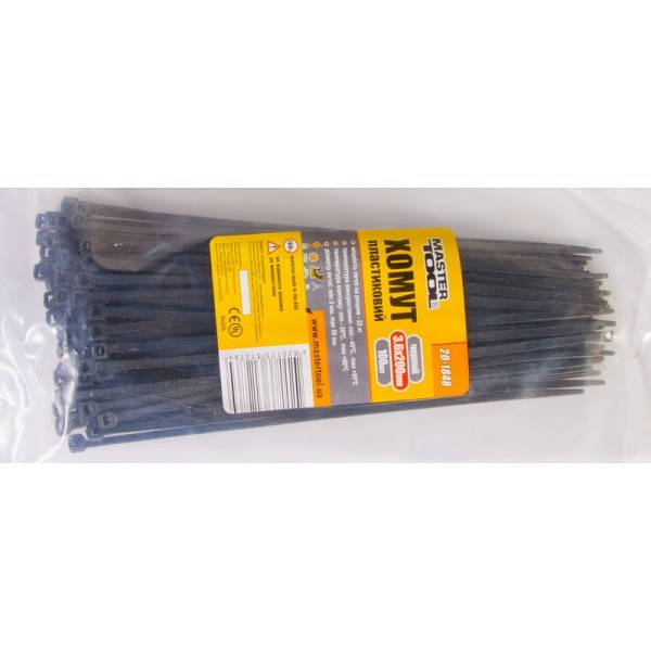 Хомут MASTERTOOL GM 3,6*200 мм черный 100 шт (20-1848)