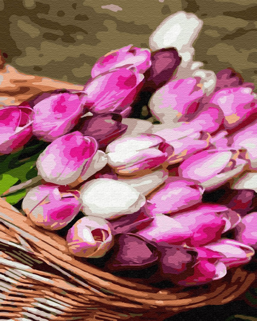 Картина за номерами BrushMe "Кошик тюльпанів" 40х50см GX34797
