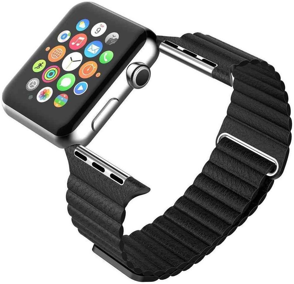 Ремешок BeWatch для Apple Watch ALL Series 38mm Leather Loop Band Черный (1050501)