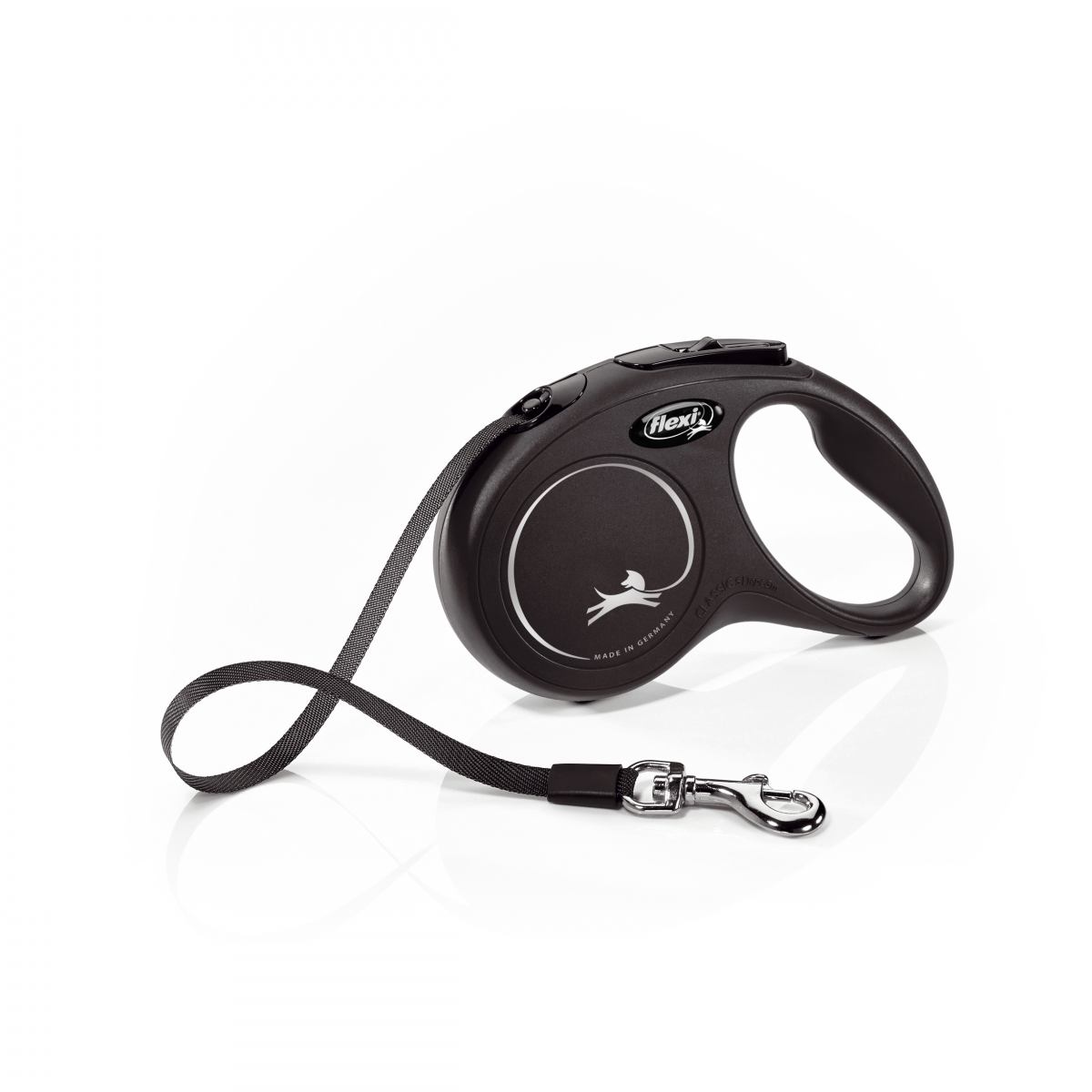 Рулетка для собак Flexi New Classic S 5 метров, до 15 кг (черная), поводок с лентой