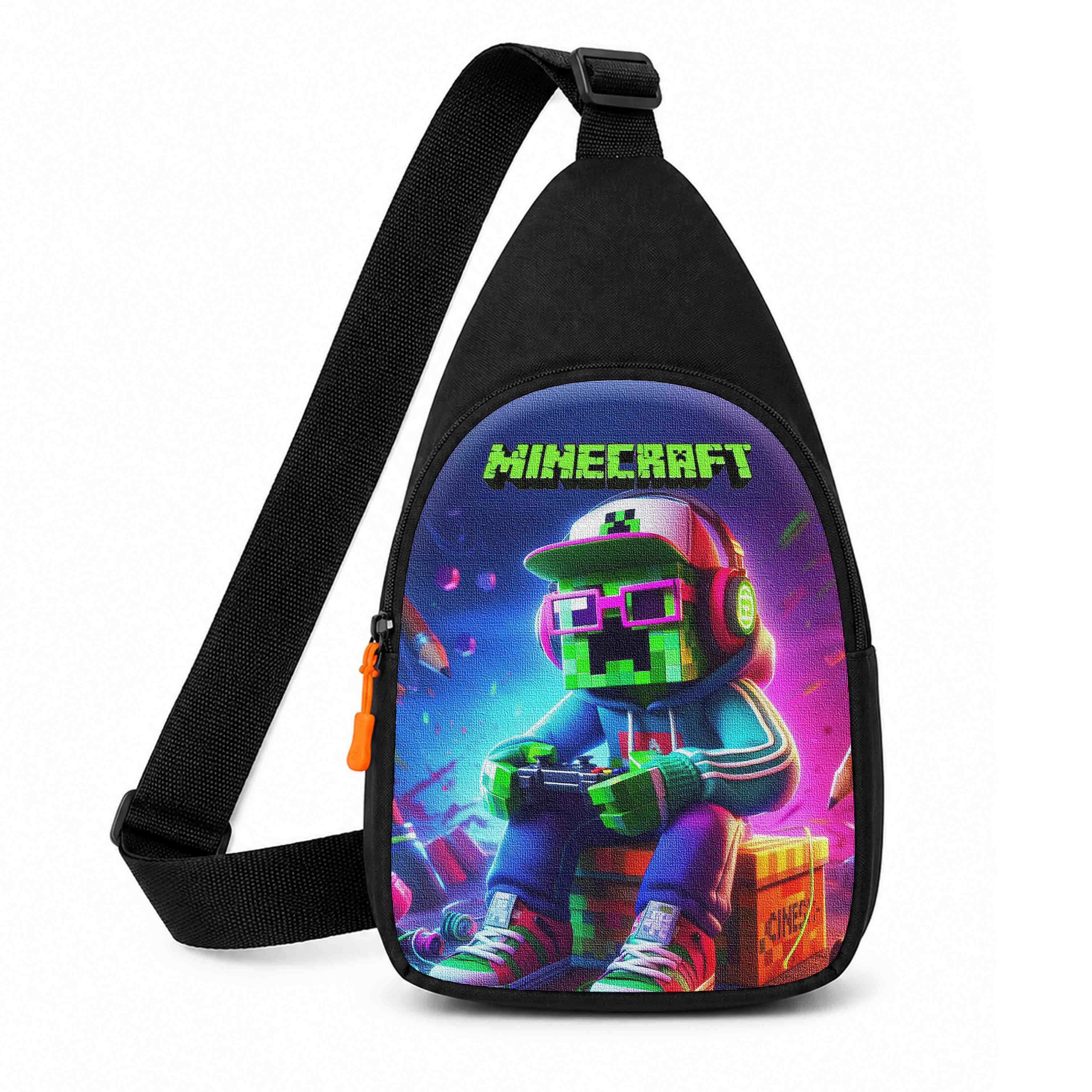 Дитяча сумка-слинг Minecraft Крипер через плече, чорна, 29х17х5 см