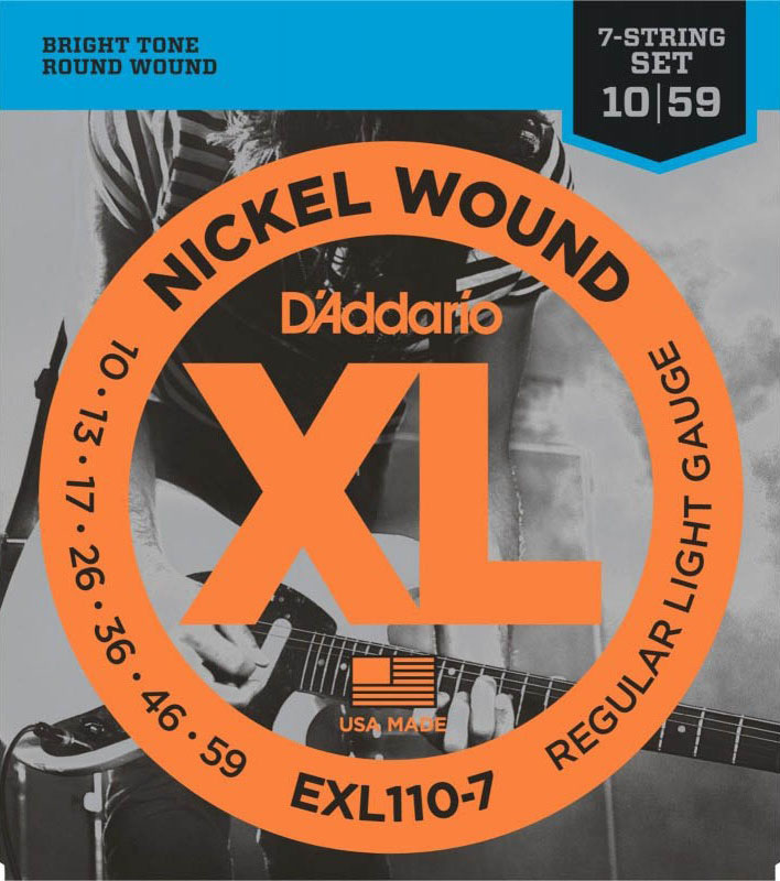 Струны для электрогитары D'Addario EXL110-7 Nickel Wound 7-String Regular Light 10/59