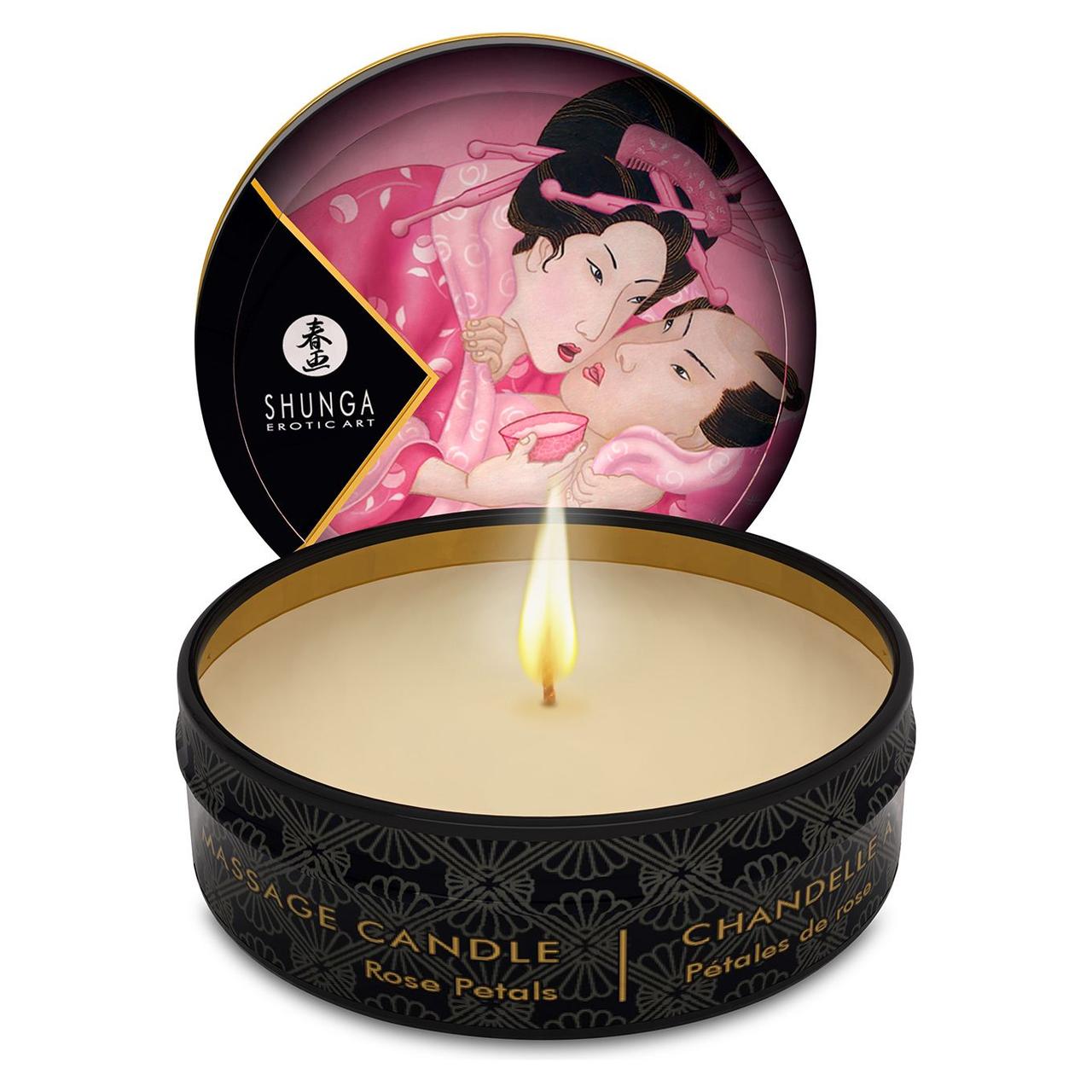 Массажная свеча с ароматом роз Shunga MINI MASSAGE CANDLE - Rose Petals 30 мл (SO2516)