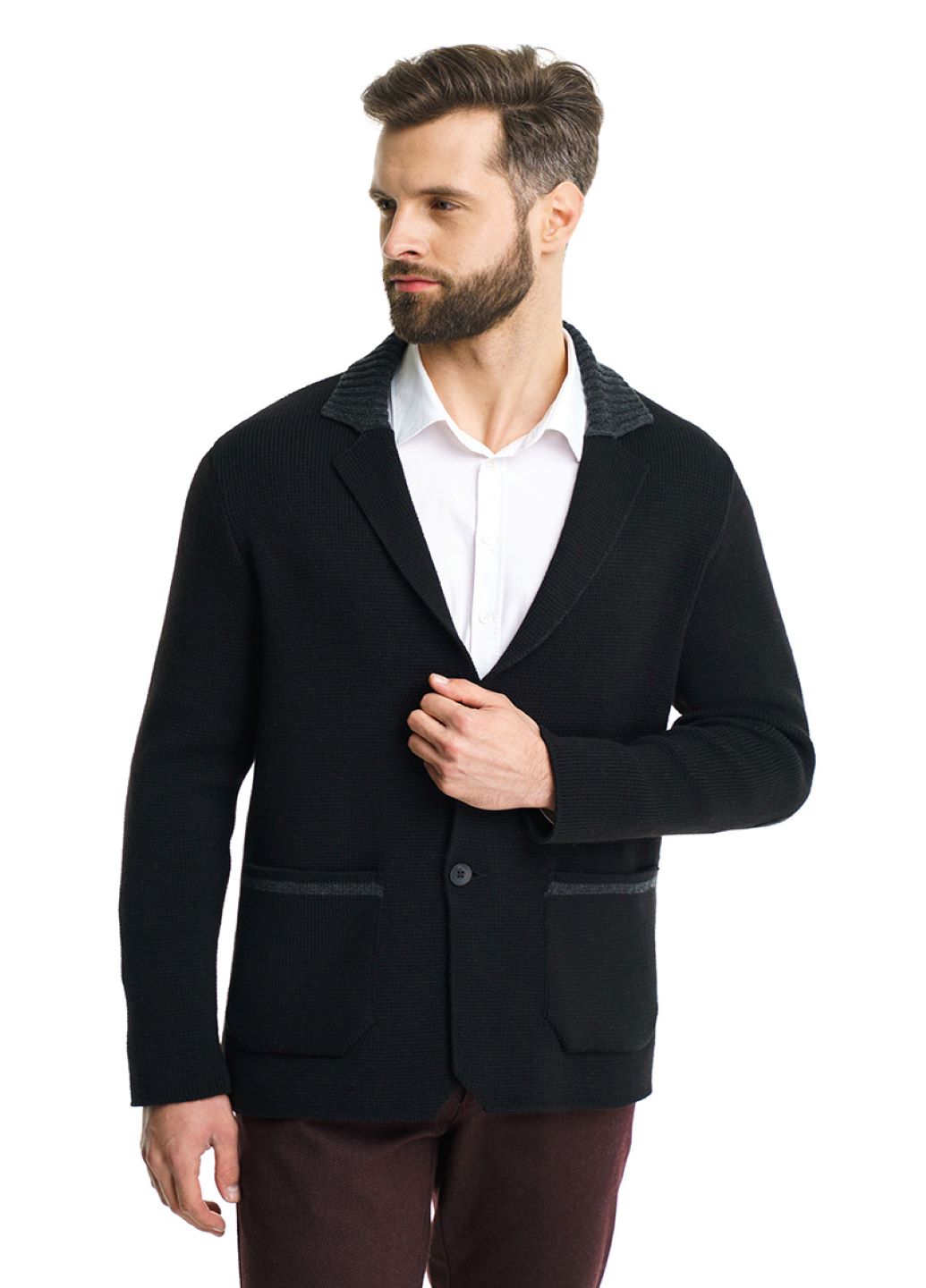 Стильный трикотажный пиджак SVTR 52 черный (393)
