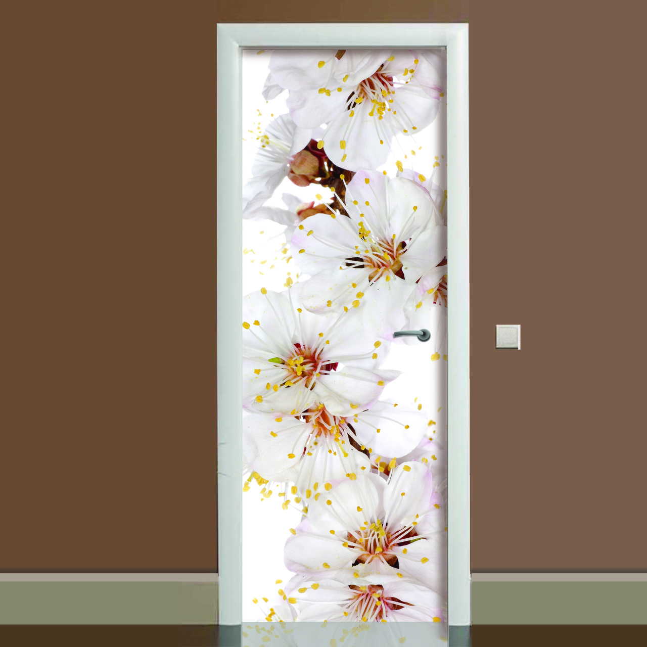 Наклейка на дверь Zatarga Цветы вишни 650х2000 мм Белый (Z180076 dv)
