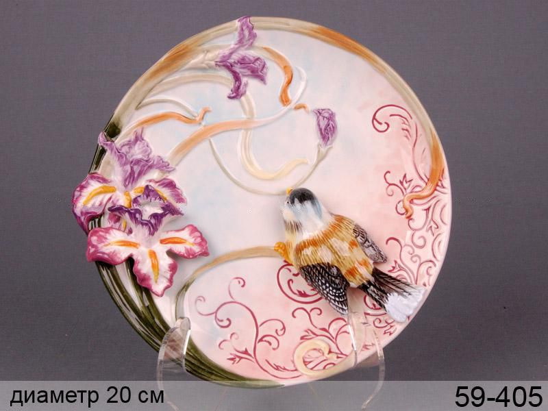 Декоративная тарелка Птичка в ирисах Lefard AL2823