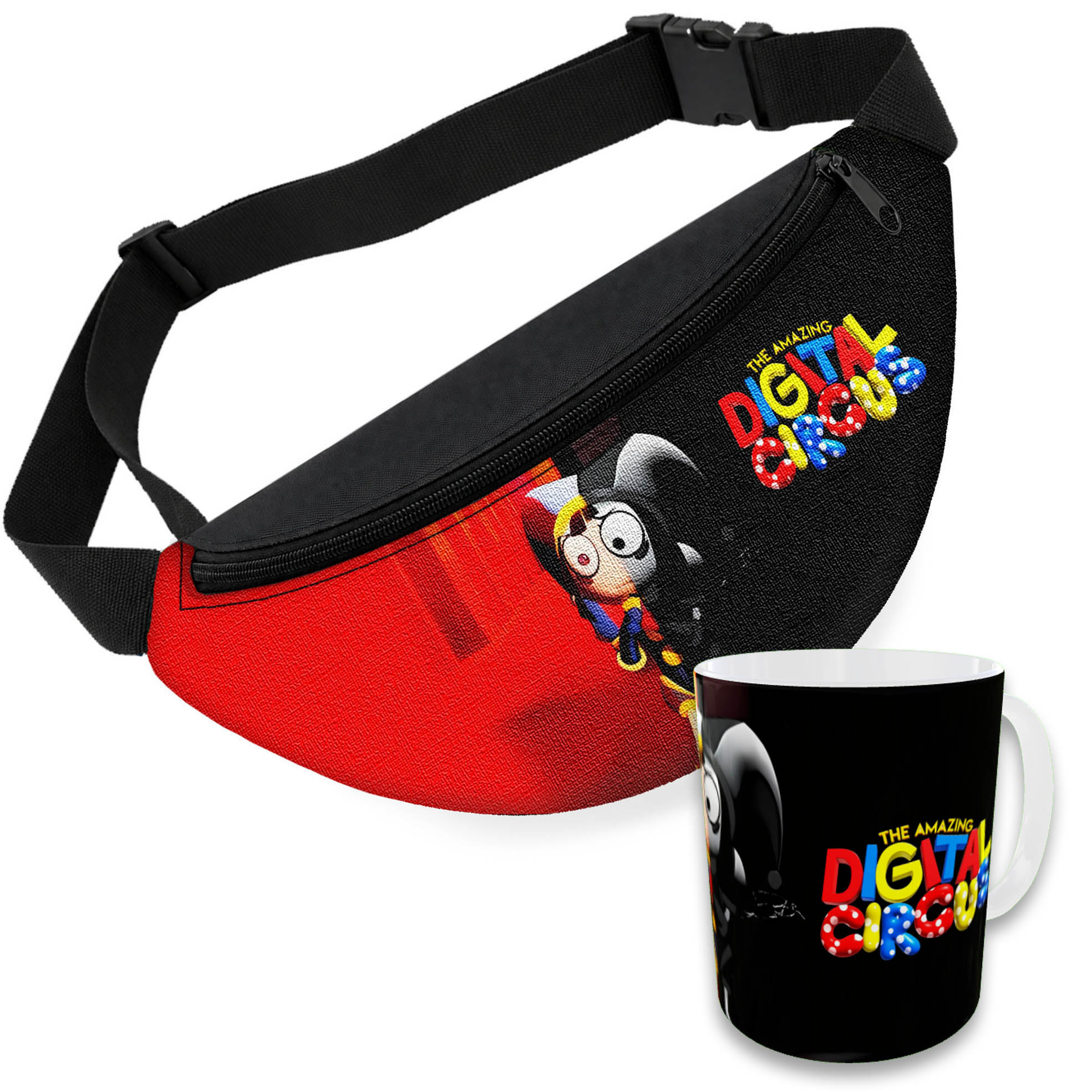 Сумка-бананка з кружкою Amazing Digital Circus для дітей, 32x15 см, 330 мл