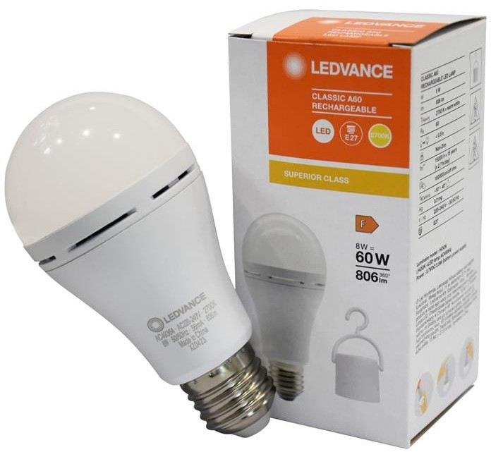 Led лампа E27 с аккумулятором Ledvance 8 Вт 806 Лм 2700К A60