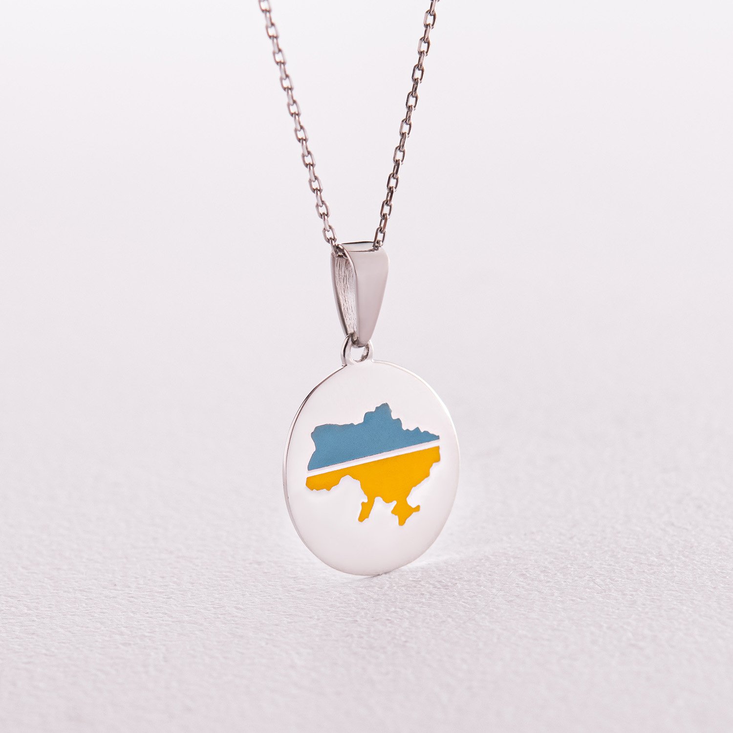Серебряное колье Карта Украины с эмалью 940 Оникс 50