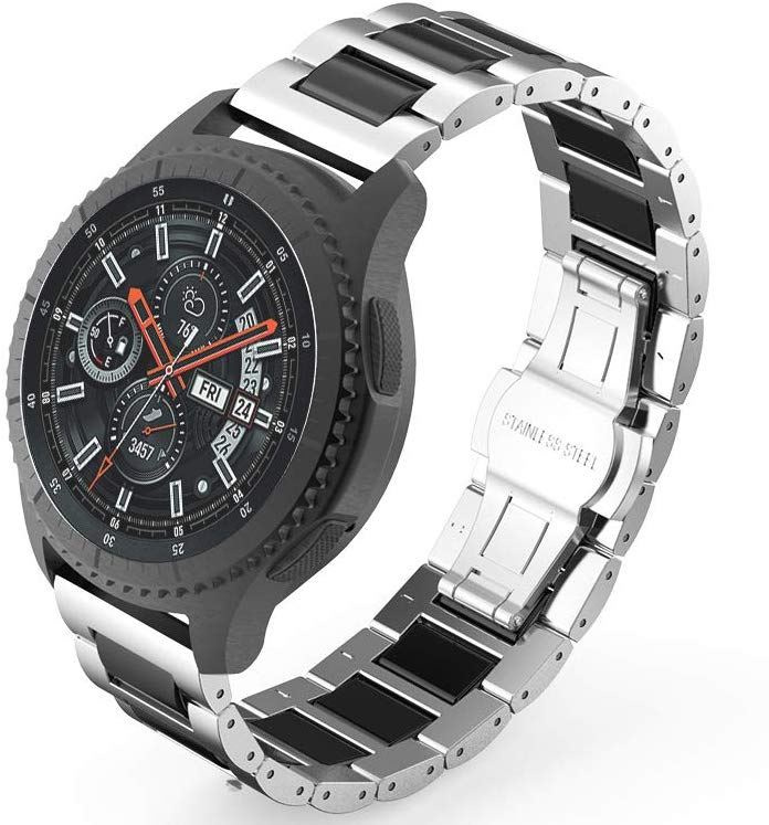 Ремешок BeWatch сталь-керамика 22 мм для Samsung Galaxy Watch 46 mm Silver Black (1026411)