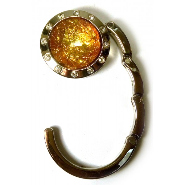 Сумкодержатель для женской сумочки Кристалл золотой со стразами (49122)