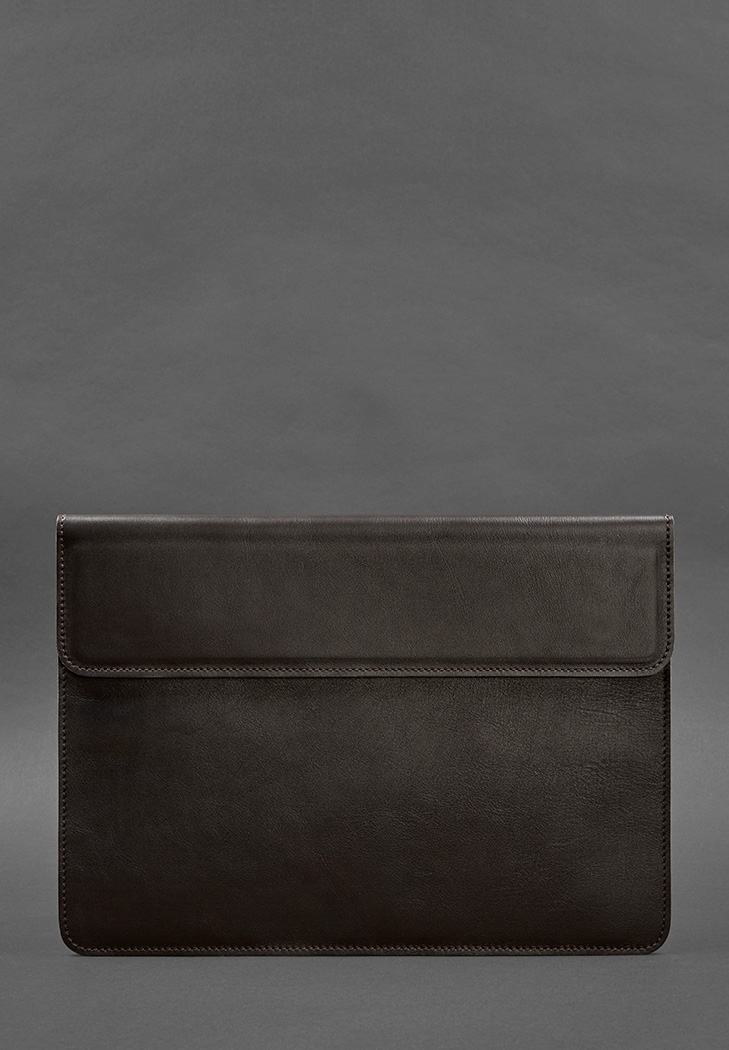 Кожаный чехол-конверт на магнитах для MacBook 13 Темно-коричневый BlankNote