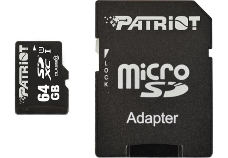 Карта пам'яті MicroSDXC 64GB UHS-I Class 10 Patriot LX + SD-adapter (PSF64GMCSDXC10)