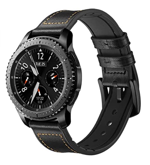 Ремінець BeWatch 22мм Силікон + Шкіра для Samsung Galaxy Watch 46mm | 3 45mm | Gear S3 Чорний (1230101)