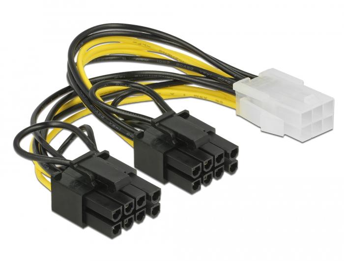 Кабель живлення внутрішній Delock PCIePower 6p-8px2 F/M 0.15m Y-кабель 8=(6+2) AWG20(70.08.5452)
