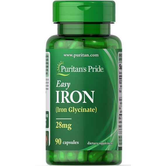 Микроэлемент Железо Puritan's Pride Easy Iron 28 mg (Iron Glycinate) 90 Caps