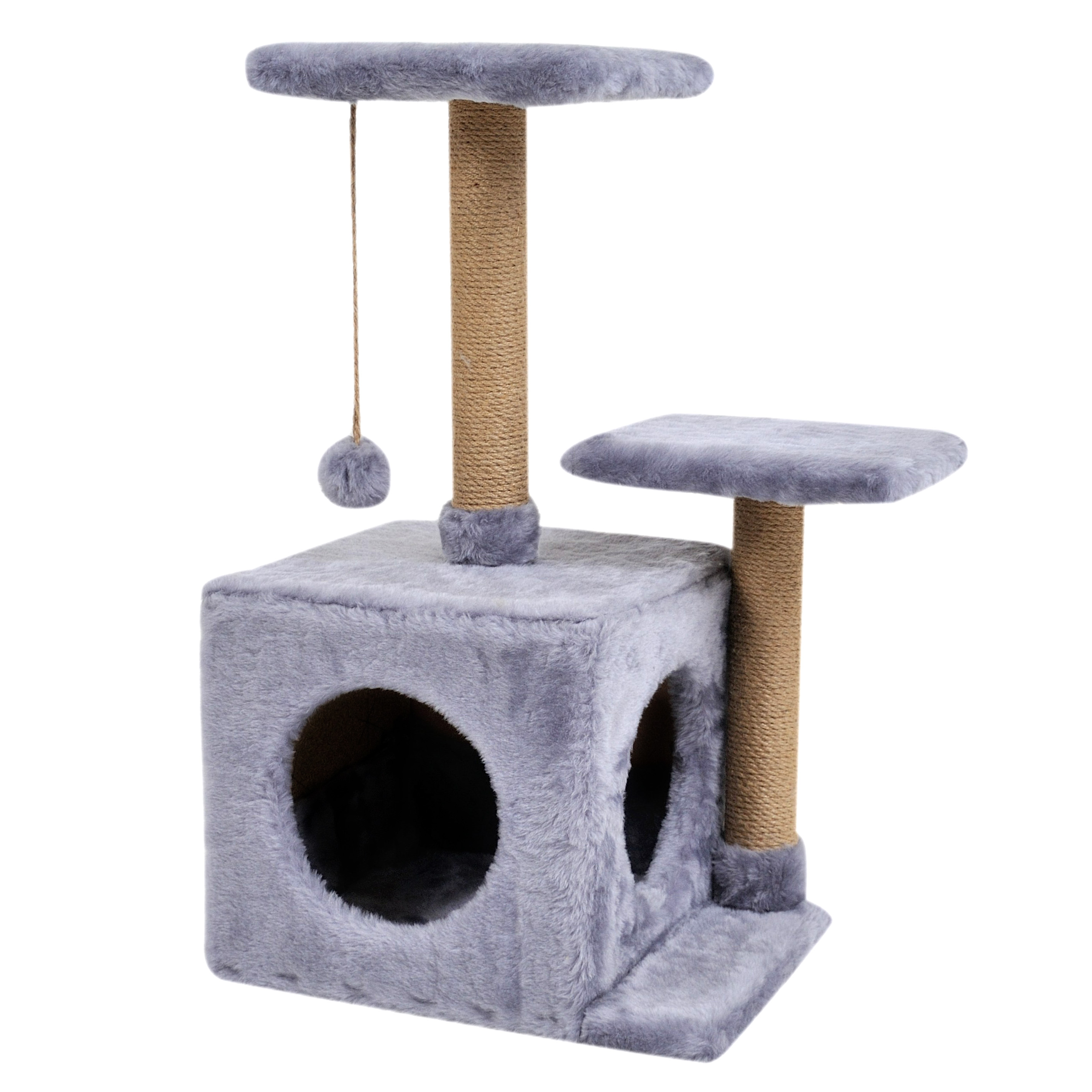 Домик-когтеточка Кошкин Дом с полкой Маруся 43х33х75 см (дряпка) для кошки Серый