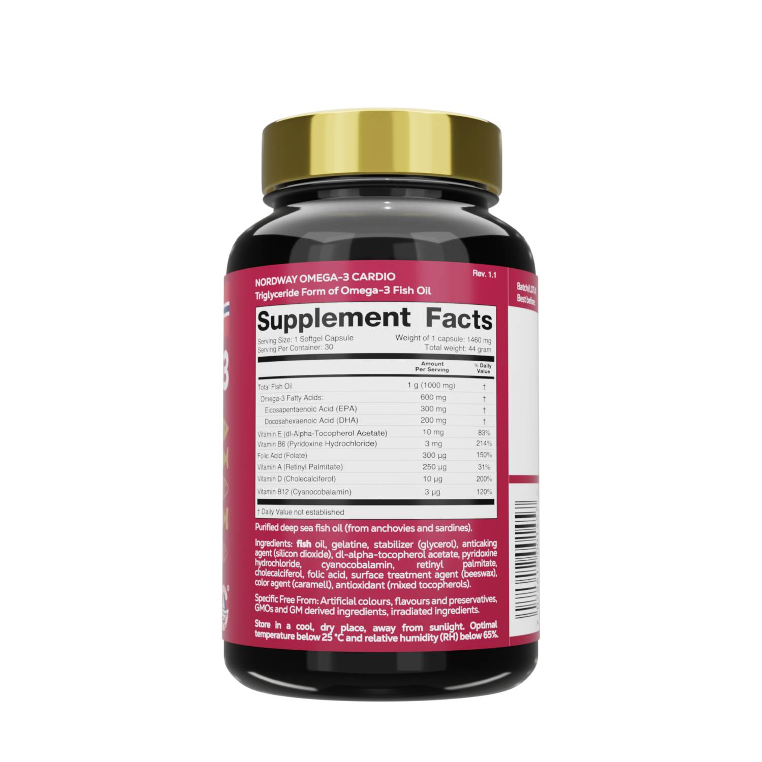 Омега 3 Nordway Omega-3 Cardio 1000 мг 30 капсул (CO003710)