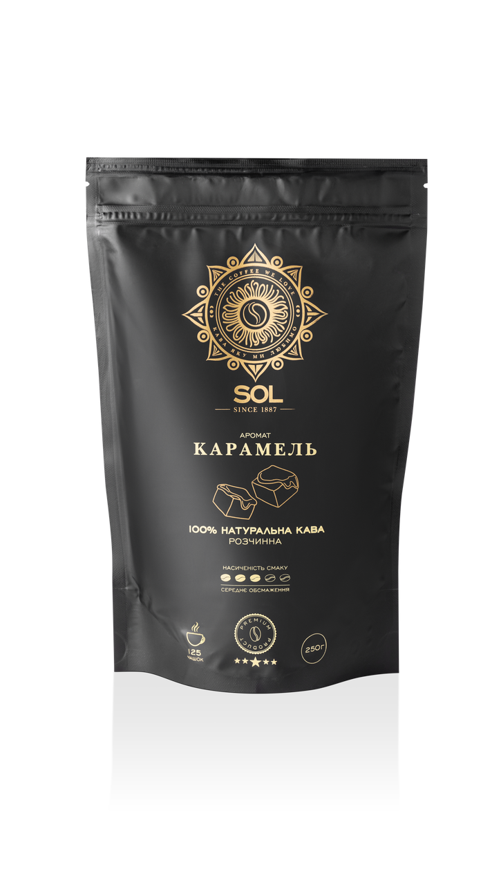 Кофе растворимый ароматизированный SOL Карамель 250 г