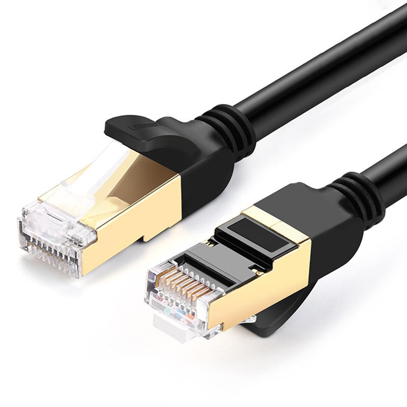 Патч-корд Ugreen NW107 прямой UTP сетевой кабель Ethernet Cat7 с RJ 45 3м Черный (11270)