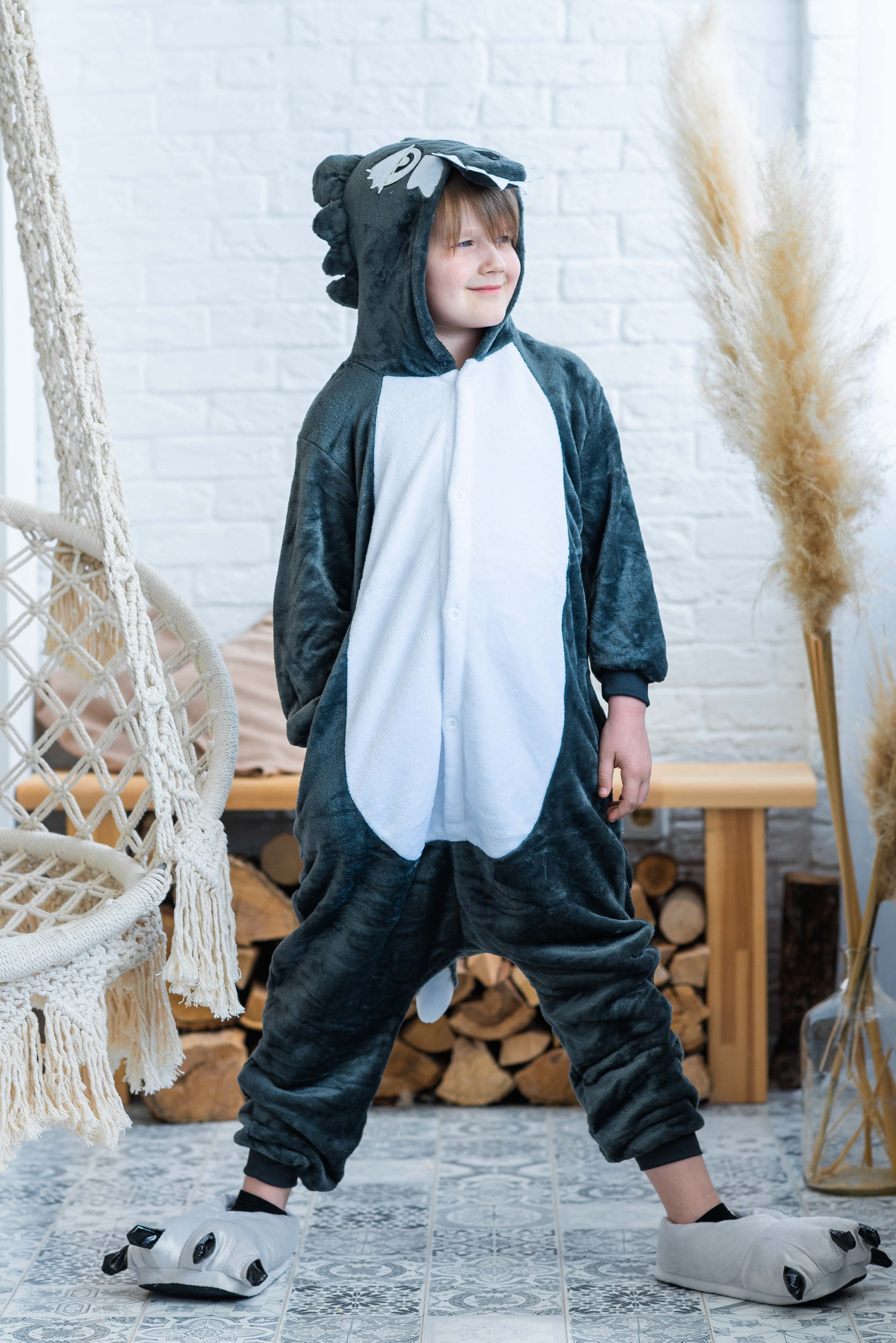 Пижама Кигуруми детская BearWear Волк M 115 - 125 см Серый (K0W1-0006-M)