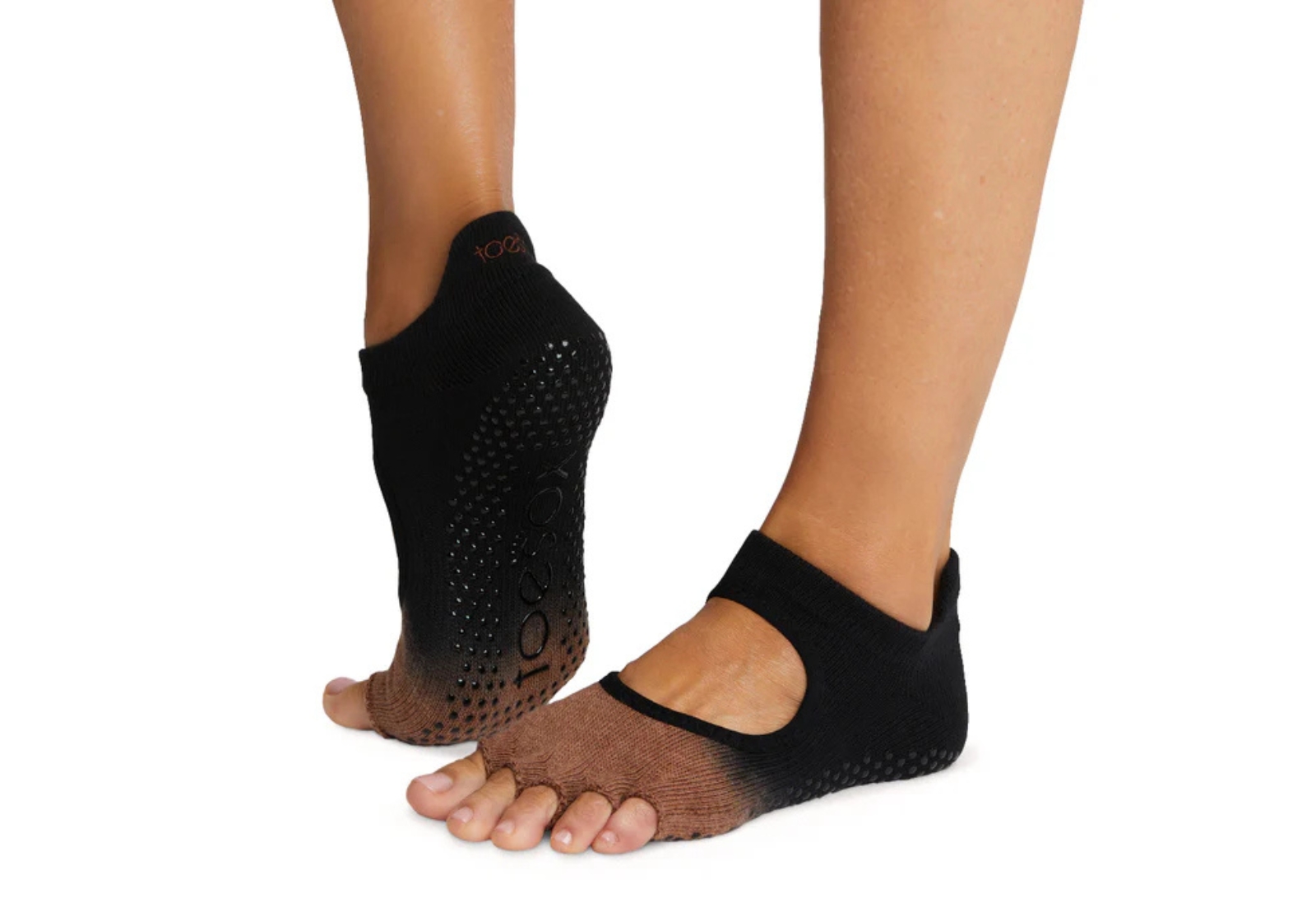 Носки для йоги ToeSox Half Toe Bellarina Grip Clove Ombre S 36-38.5 Коричнево-черный