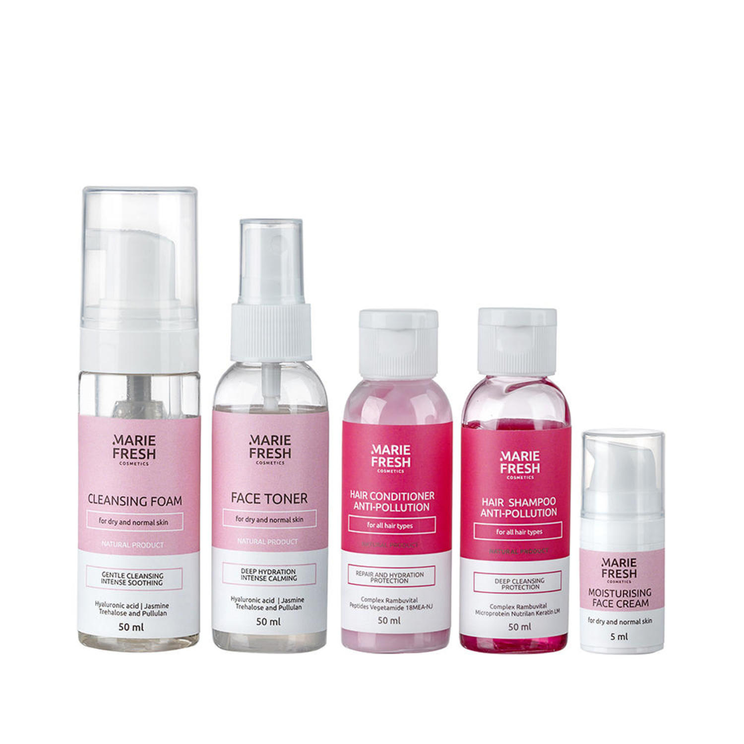 Дорожный набор для сухой и нормальной кожи Marie Fresh cosmetics 5 шт