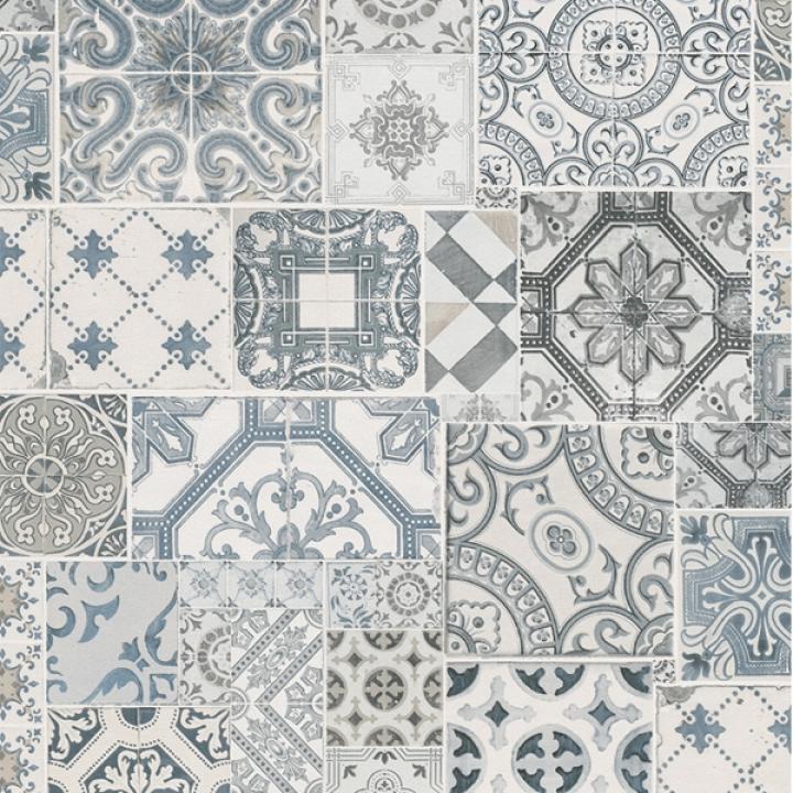 Вінілові шпалери на флізеліновій основі Collage PS International Сірий-Синій-Білий (42506-30)