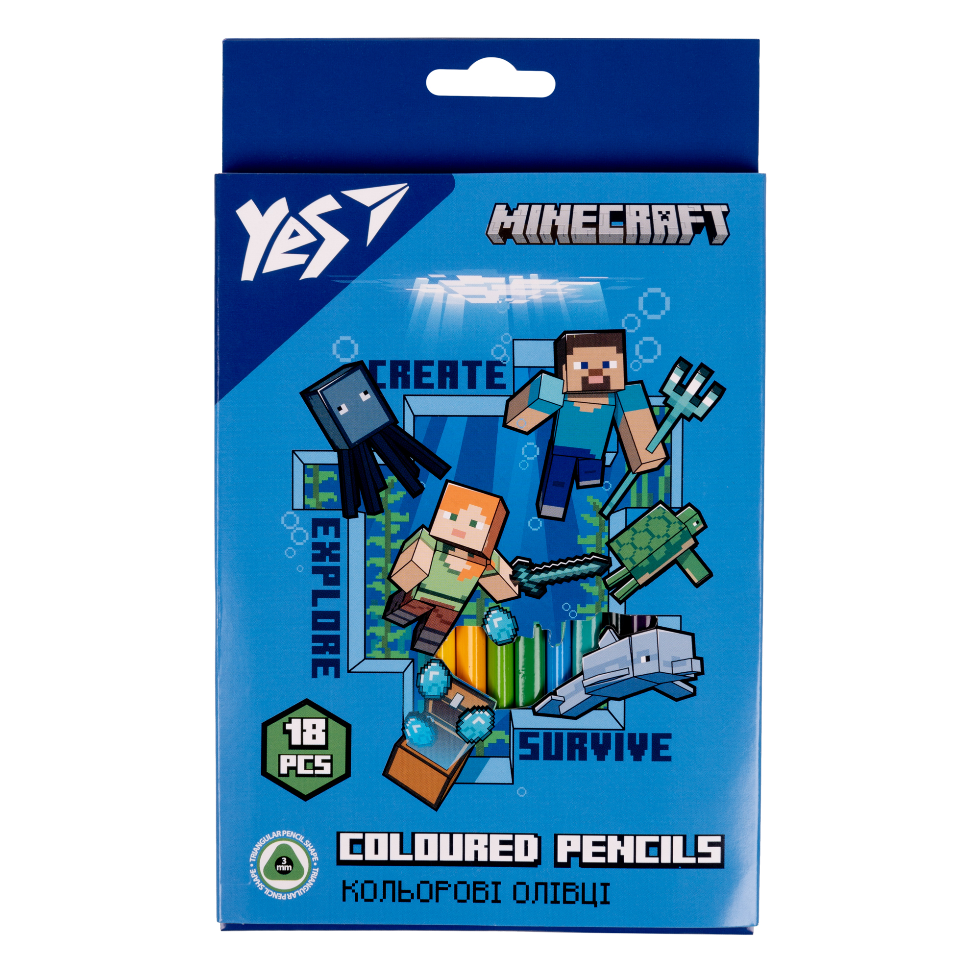 Карандаши цветные YES Minecraft 18 цветов (290715)
