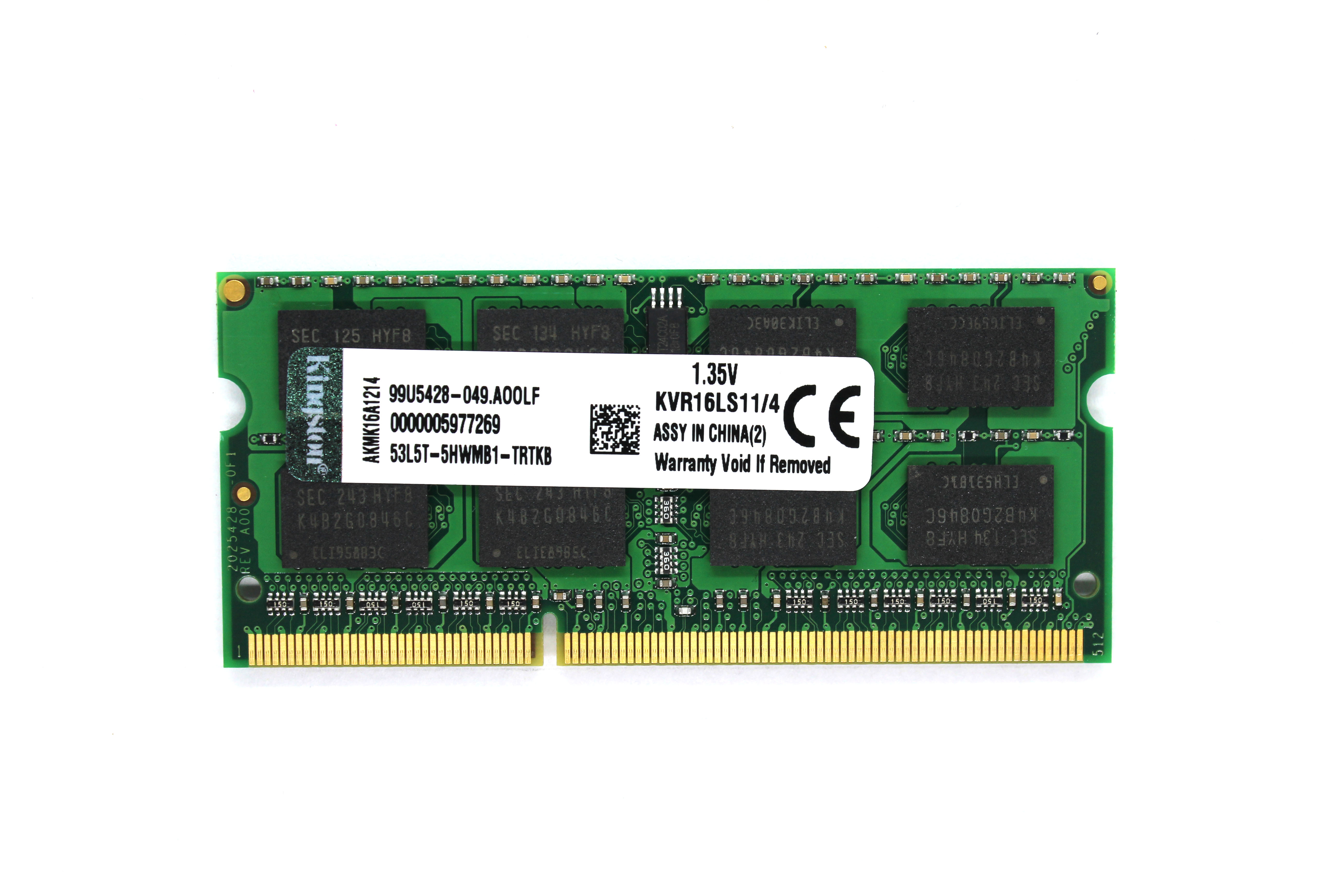 Оперативная память Kingston SODIMM DDR3L-1600 8GB PC3-12800 (KVR16LS11/8) (1.35V)