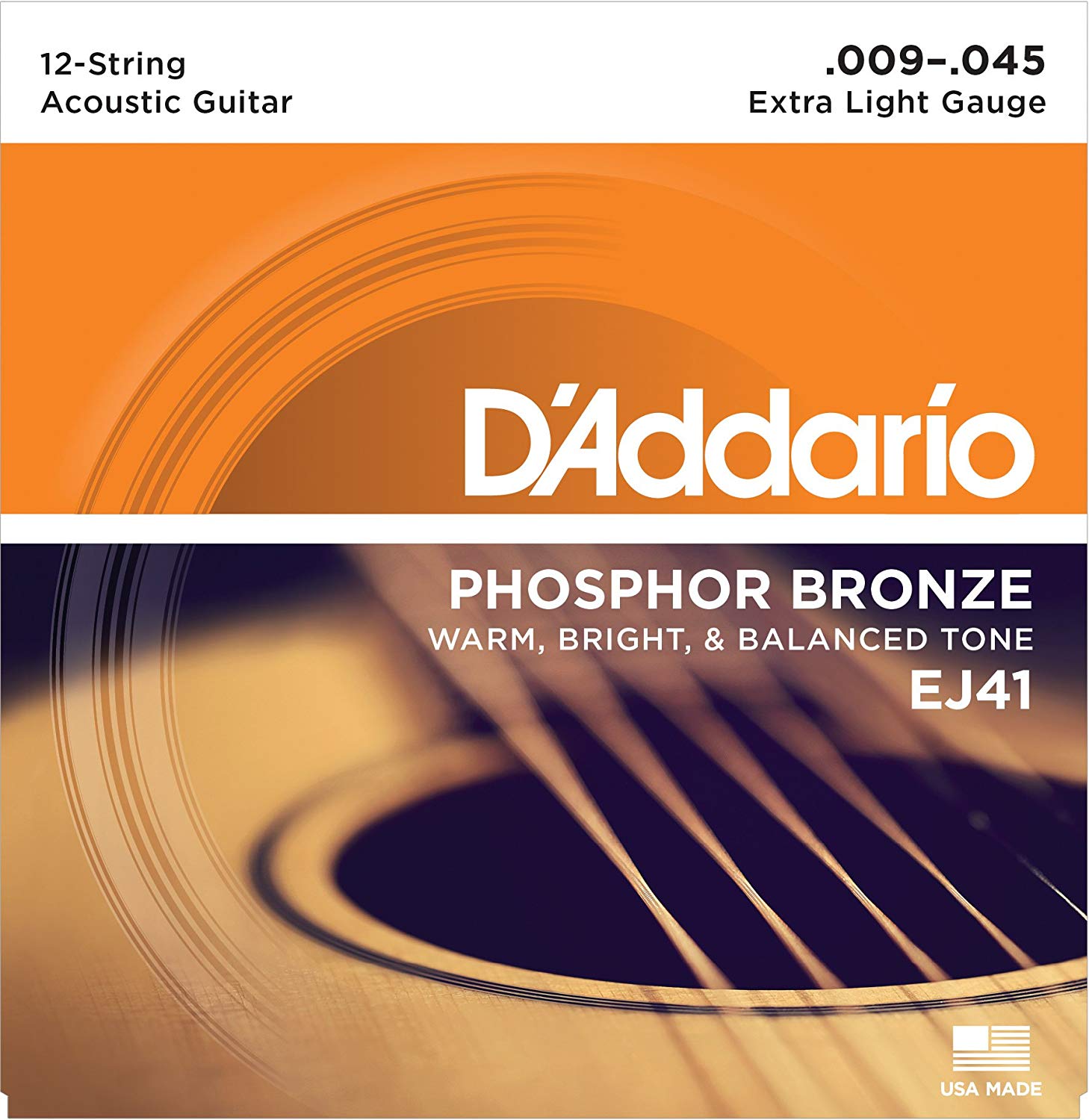 Струни для акустичної гітари D'Addario EJ41 Phosphor Bronze Extra Light Acoustic Guitar 12-Strings 9/45