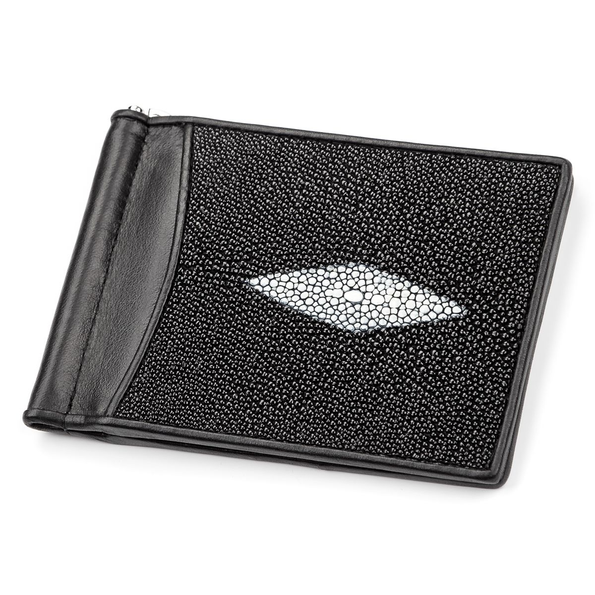 Зажим для денег STINGRAY LEATHER 18120 из натуральной кожи морского ската Черный, Черный