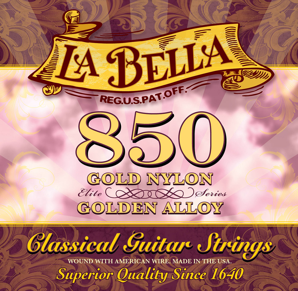 Струни для класичної гітари La Bella 850 Elite Golden Nylon Golden Alloy Medium