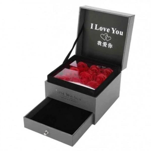 Подарунковий набір коробка з червоними трояндами з мила для прикрас Best Whishes ORIGINAL XY19-49 (1-3605)