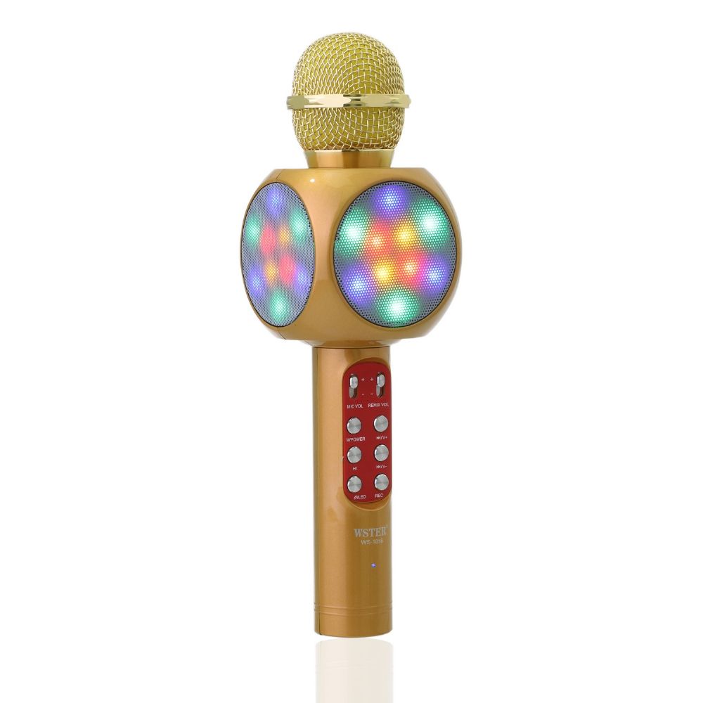 Бездротовий караоке мікрофон WSTER WS-1816 USB AUX FM Золотистий (200193)