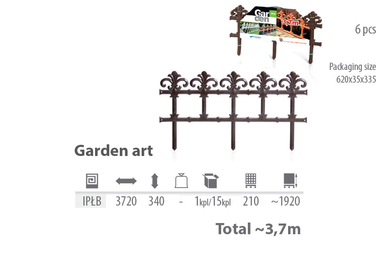 Садовое ограждение PROSPERPLAST GARDEN - коричневое 3,7 м
