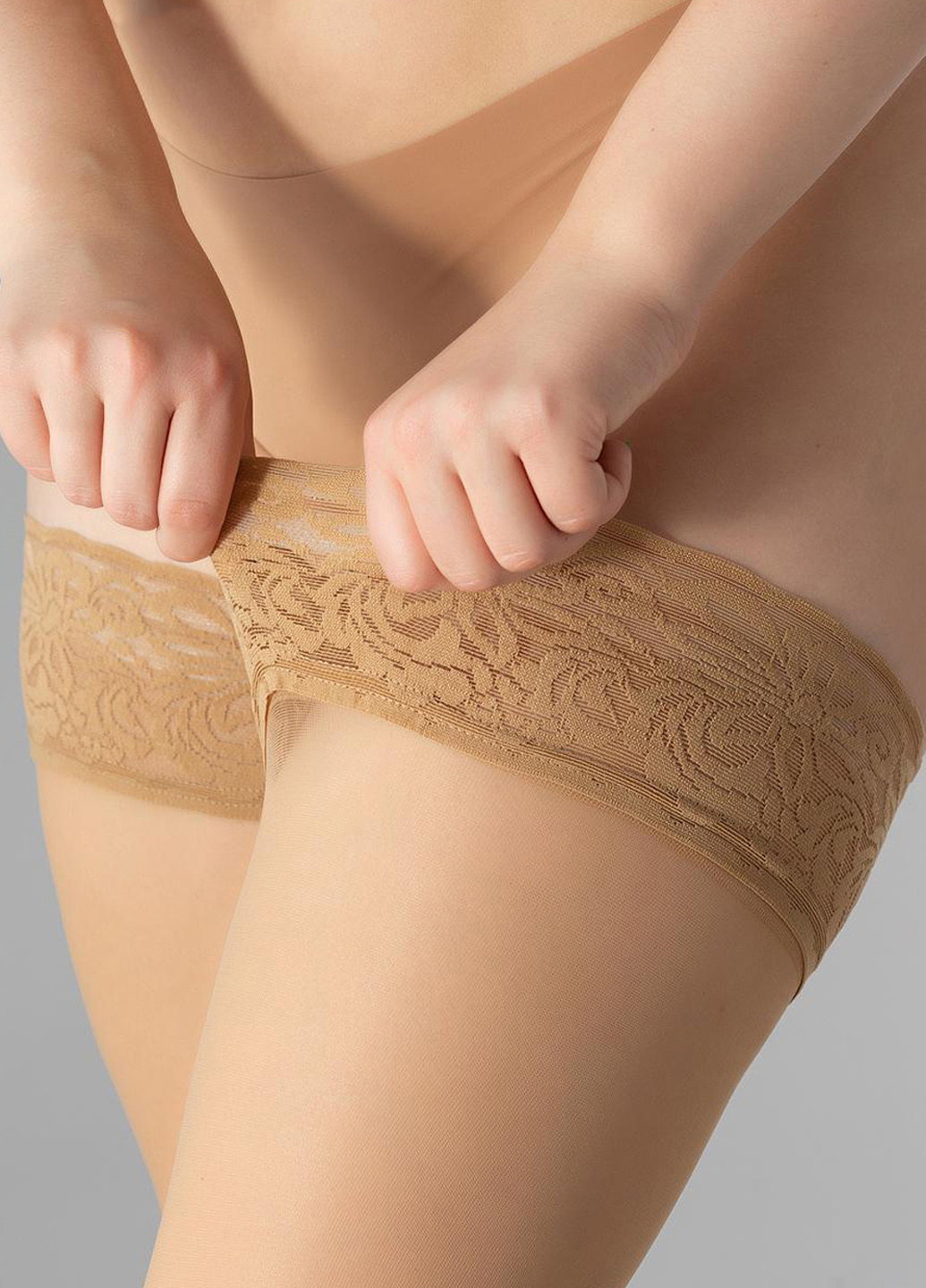 Чулки больших размеров с кружевной резинкой Giulia POSITIVE HOLD UPS 40 daino-7