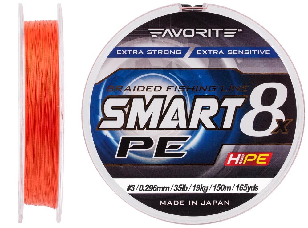 Шнур Favorite Smart PE 8x 150м #3.0/0.296mm 35lb/19kg Красный (1013-1693.10.87)