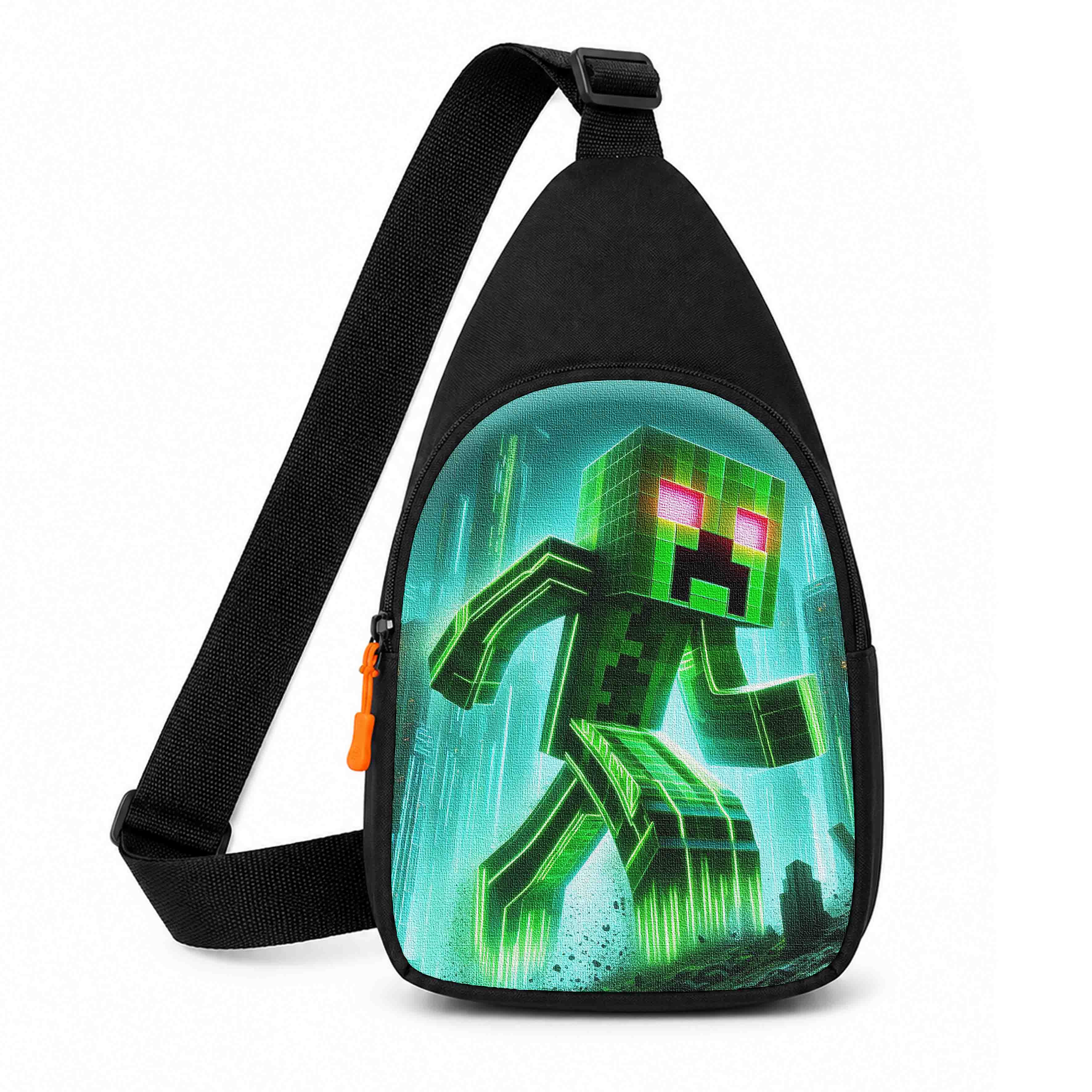 Дитяча сумка-слинг через плече Minecraft Крипер, чорна, 29×17×5 см
