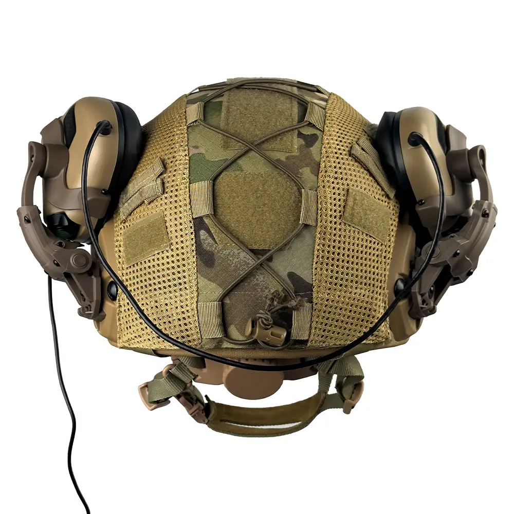 Тактический комплект шлем FAST/кавер/наушники Earmor М31/крепление Чебурашка XL Койот