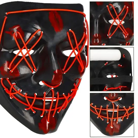Светодиодная светящаяся LED маска OPT-TOP для Хэллоуина красная (2099342064)