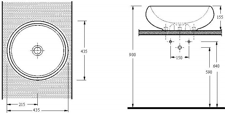 Раковина накладная Ege Vitrifiye Lagina 435x155x435мм 35431 Белый (2111161830)
