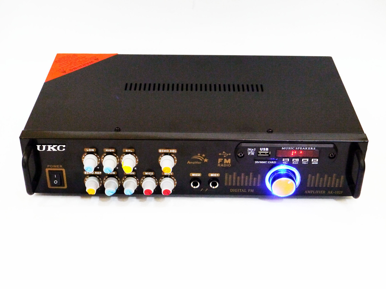 Підсилювач звуку UKC AK-102F USB Караоке 2 мікрофони Чорний (3sm_493209274)