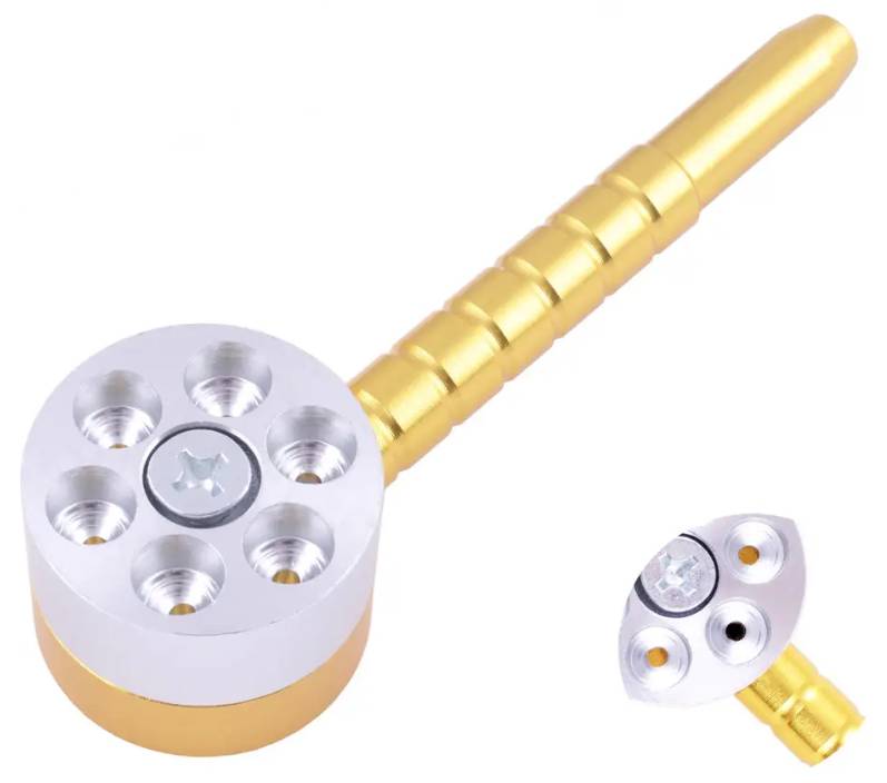 Трубка курительная металлическая револьвер Changfeng HL-190 Silver Gold (15675-hbr)