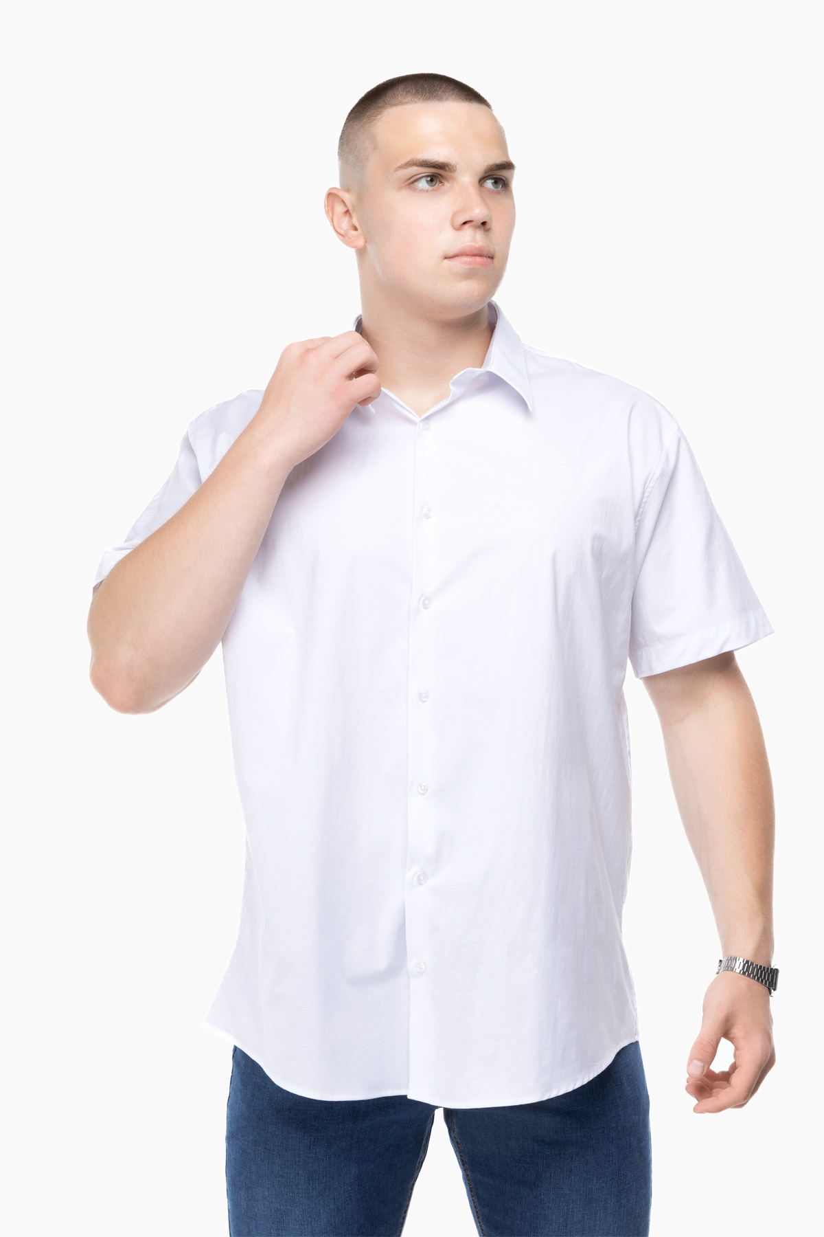 Рубашка классическая однотонная мужская Redpolo 3785 5XL Белый (2000989848028)