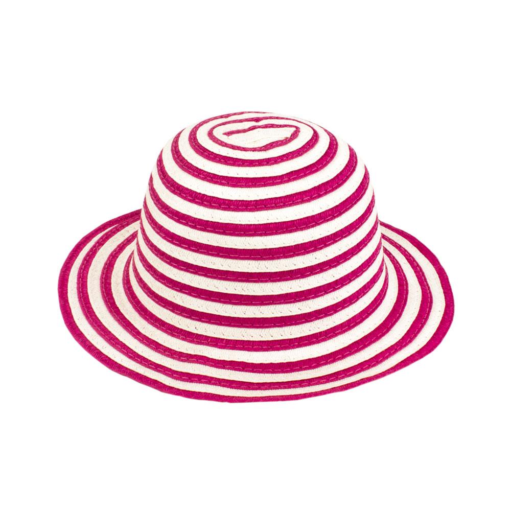Шляпа соломенная детская летняя Инфанта полосатая 48-50 Светло-розовый с белым (17515)